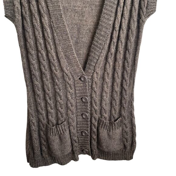Merona Women Tunic Sweater‎ Vest XL Brown Button Up Wool Blend Office Travel Y3K - Picture 4 of 9